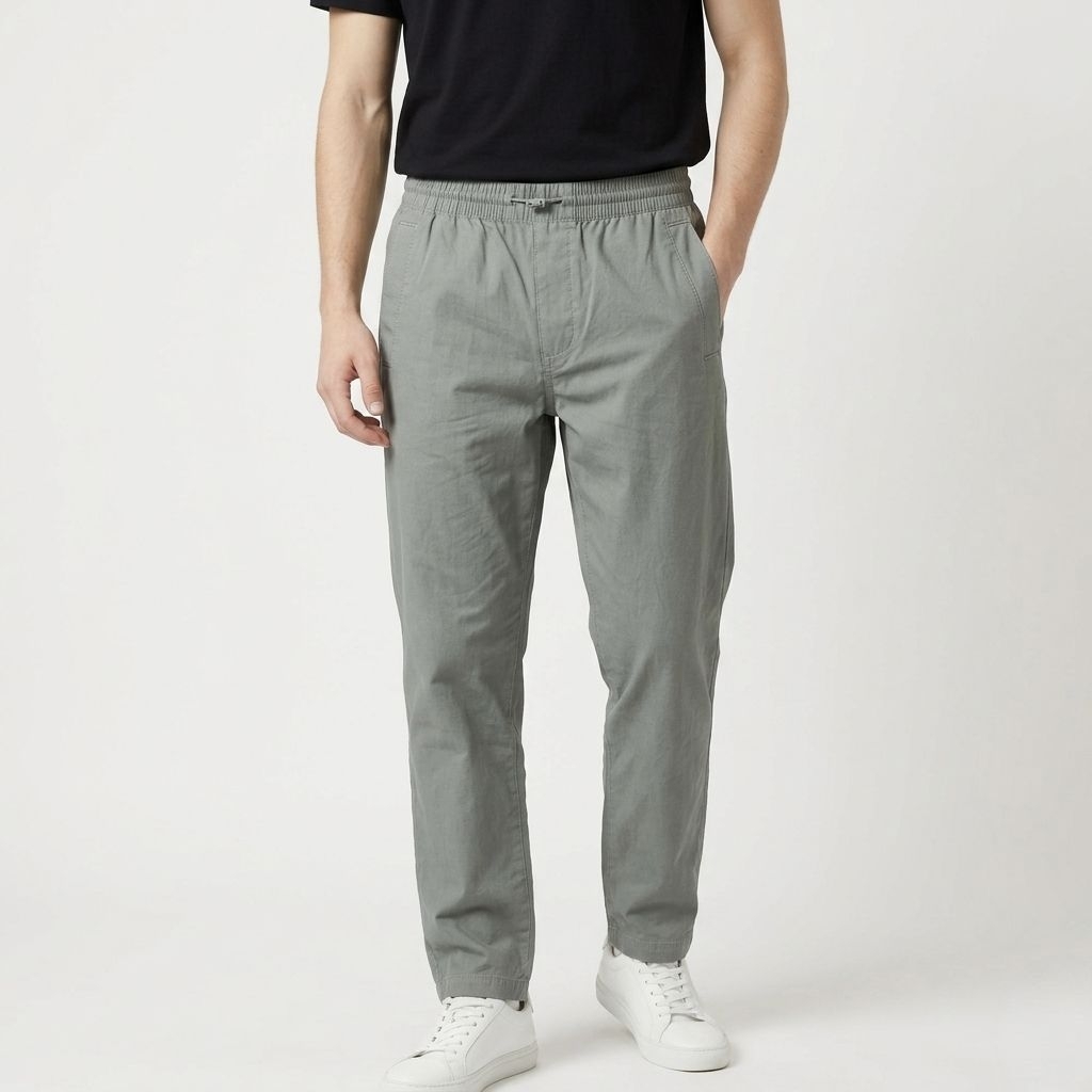 Hnm Cos Celana Chino Pria Slim Straight Fit Original Celana Panjang H&M Katun Pinggang Karet Adjusta