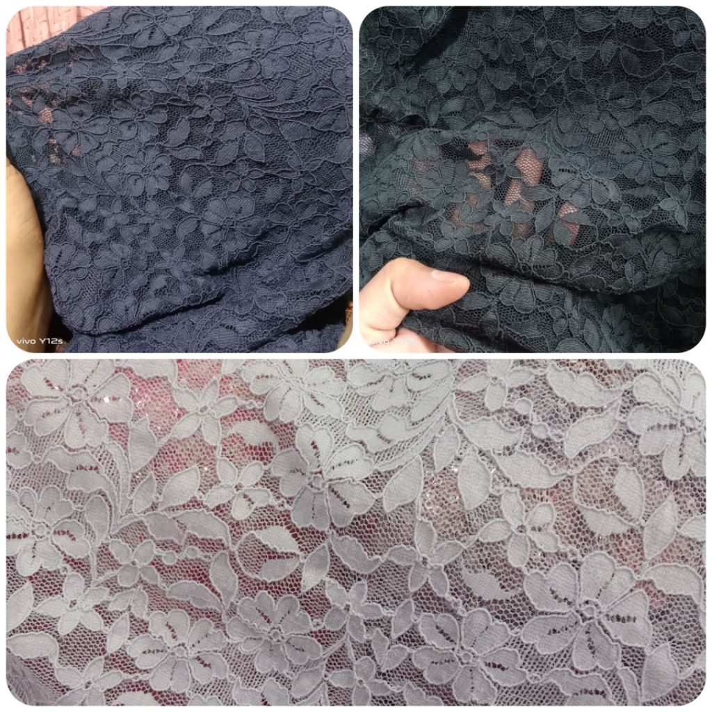 Kain Brokat Katun Stretch / Harga / 0.5m / Kain Brokat Katun Stretch Meteran / Bahan Brokat Katun St