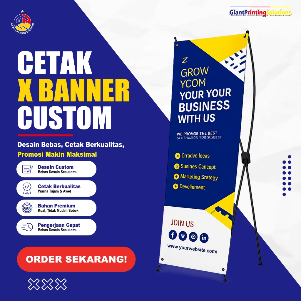 Cetak X Banner | Standing Banner | X Banner 60 x 160 |  | Standing Banner Costum