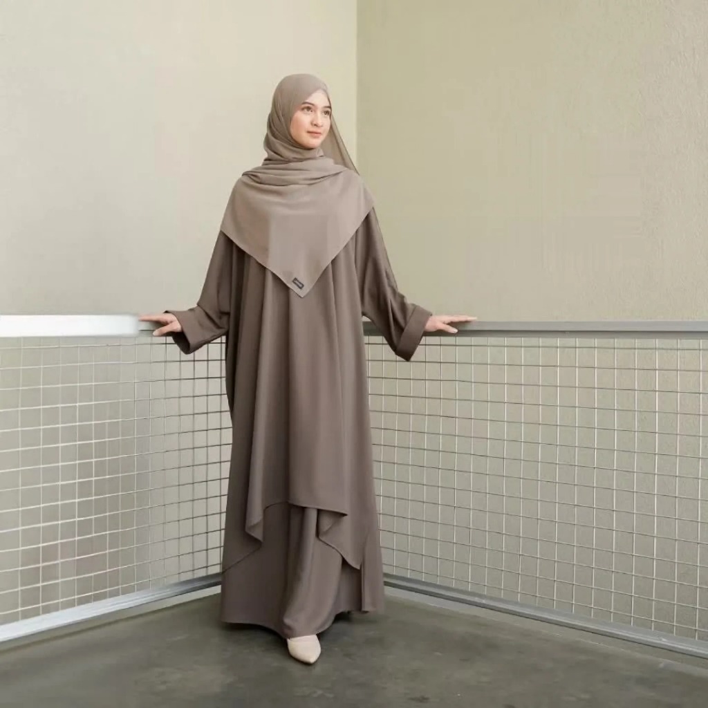 Sadiyah Dress One Set Muslimah Tunik Oversize Rok Panjang Abaya Premium VH