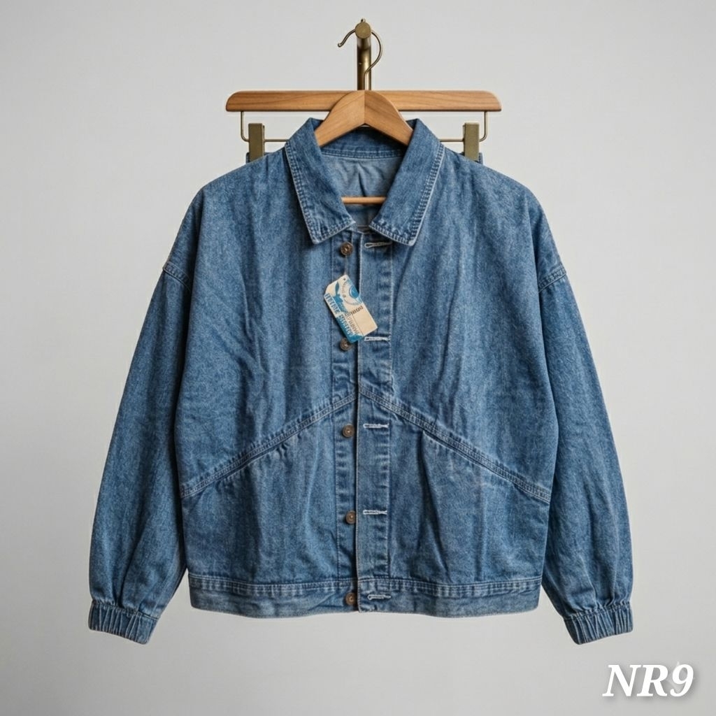 jaket jeans oversize wanita motif bunga
