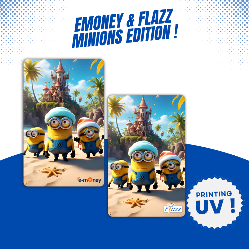 Kartu Emoney / Flazz Gen 2 Minion Edition - Custom Kartu Etoll Mandiri BCA Support NFC