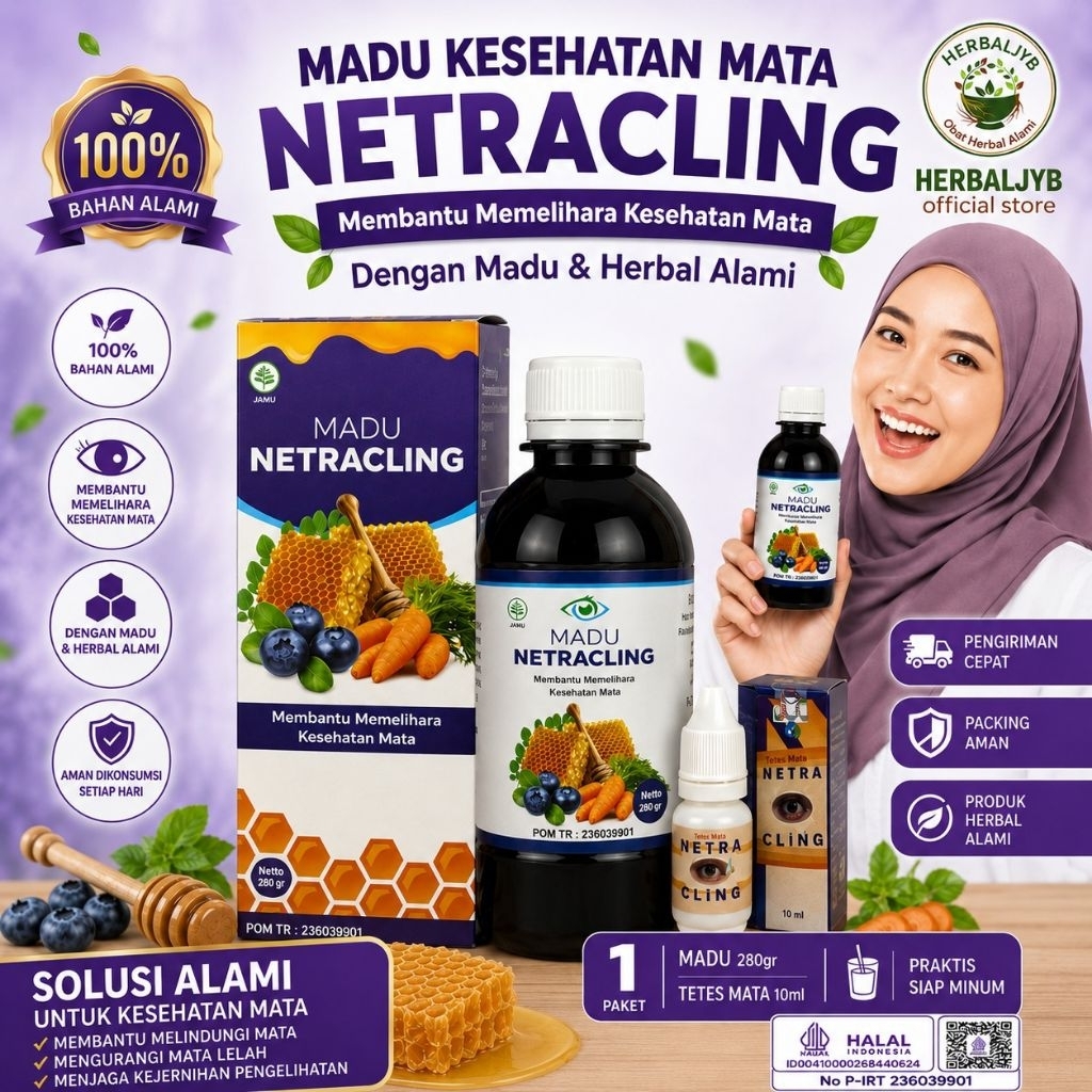 Madu Netracling – Madu Mata Herbal GRATIS Tetes Mata Netra cling Obat Mata Minus Katarak glakuma