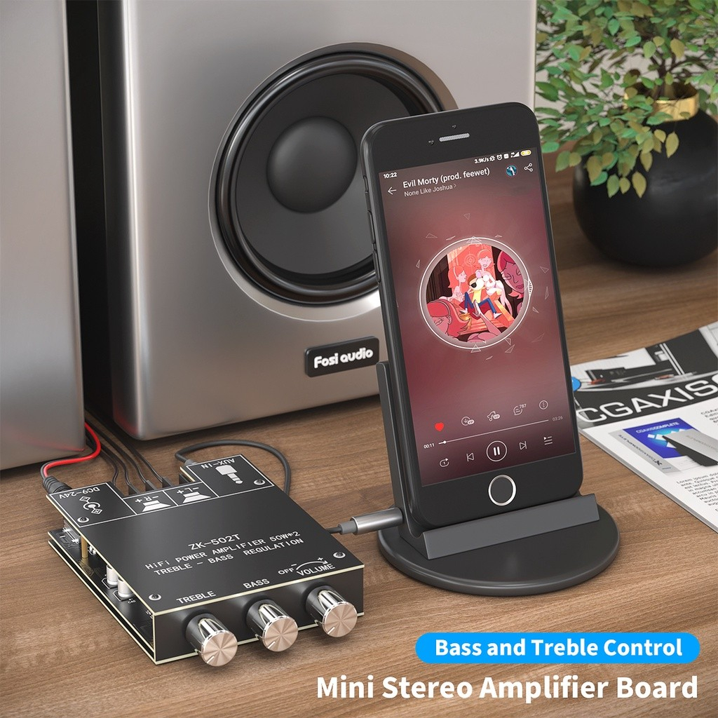 Zk-502T/Zk-502Mt Amplifier Bluetooth 50W * 2 Modul Papan Amplifier Audio Preamplifier Penyesuaian