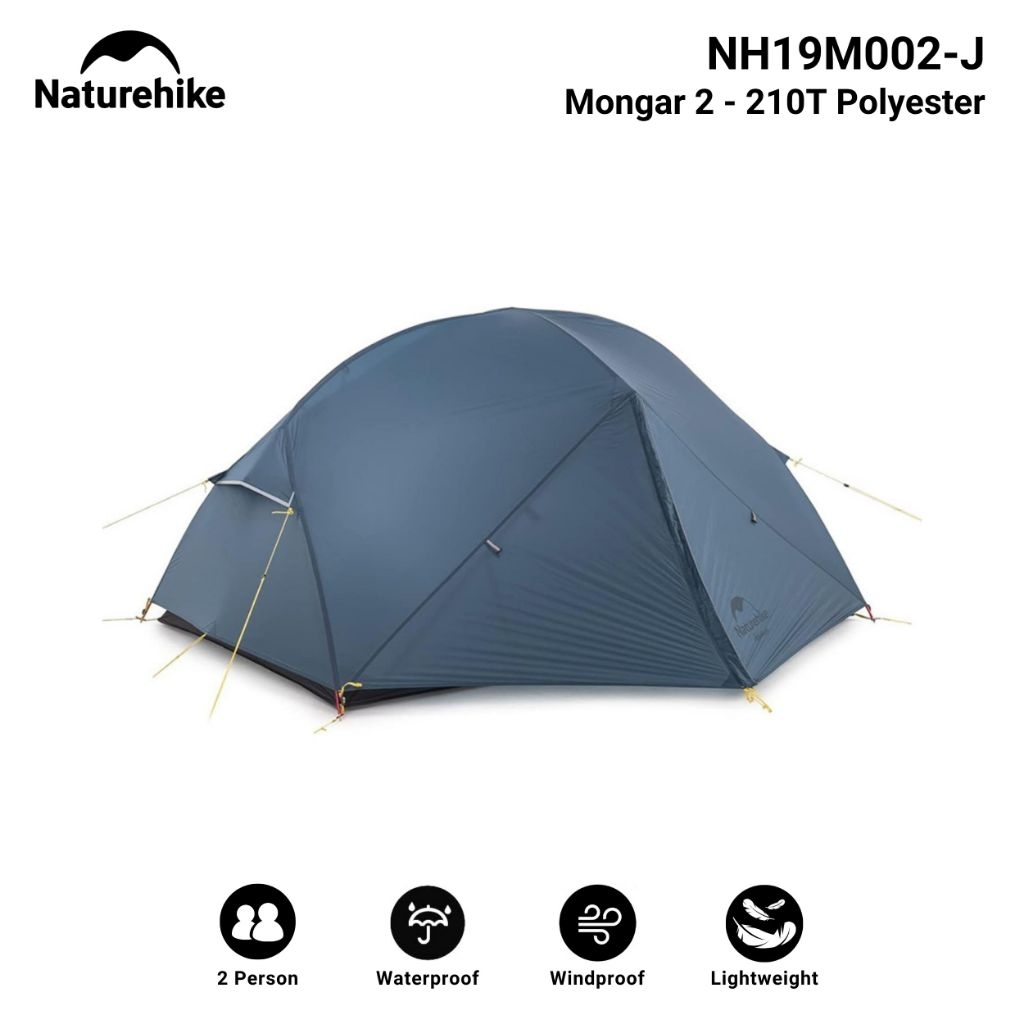 TENDA NATUREHIKE MONGAR 210T 2 PERSON NH19M002-J NH17T007-M ULTRALIGHT TENT CAMPING HIKING WATERPROO