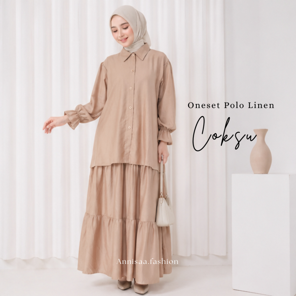 ANNISAA - Oneset Rok Linen | Atasan & Rok | Oneset Wanita Muslim
