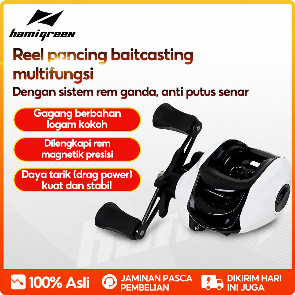 Hamigreen Baitcasting Reel reel bc reel pancing 18+1BB murah bc casting reel 7.2:1 Gear Ratio max dr