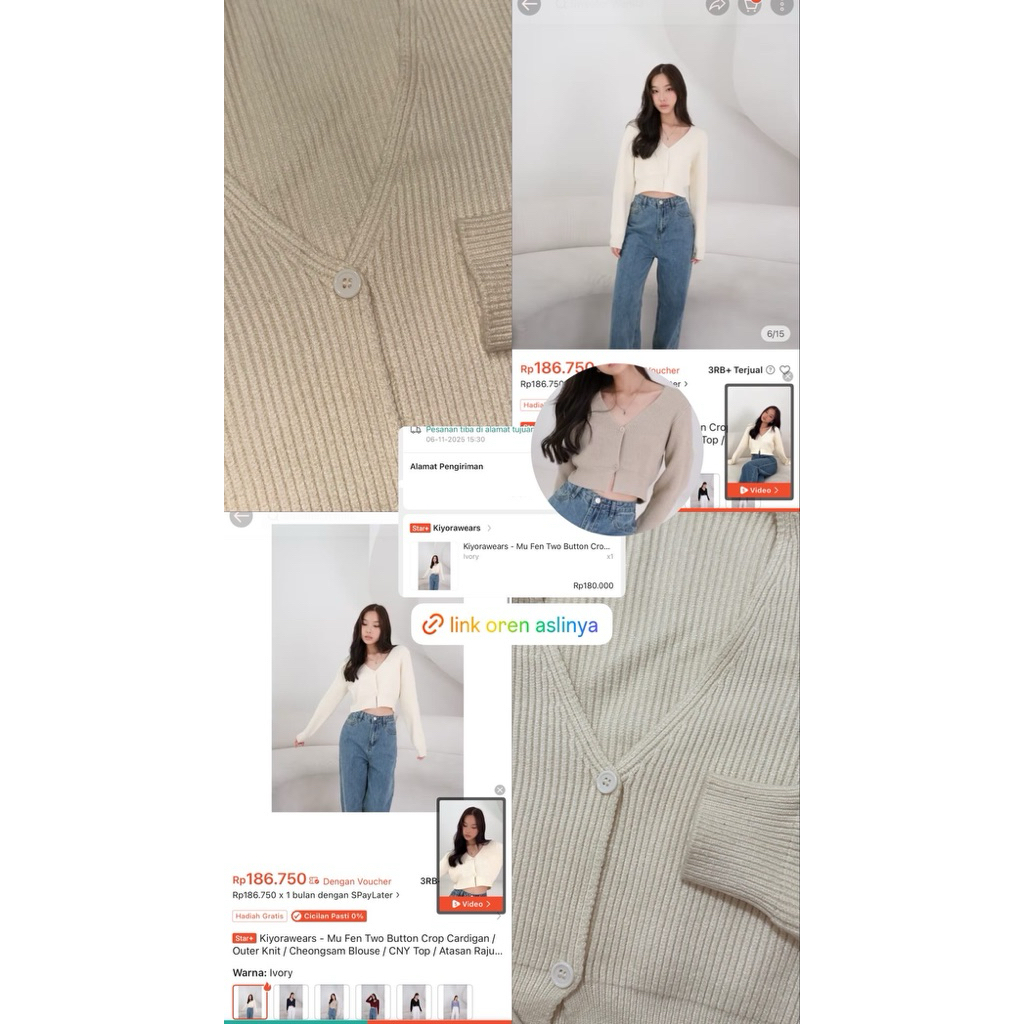 Kiyorawears - Mu Fen Two Button Crop Cardigan / Outer Knit / Cheongsam Blouse / CNY Top / Atasan Raj