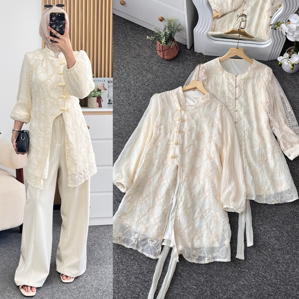 Little butik RALINA SIGNATURE BLOUSE | Atasan brukat bordir lebaran pesta
