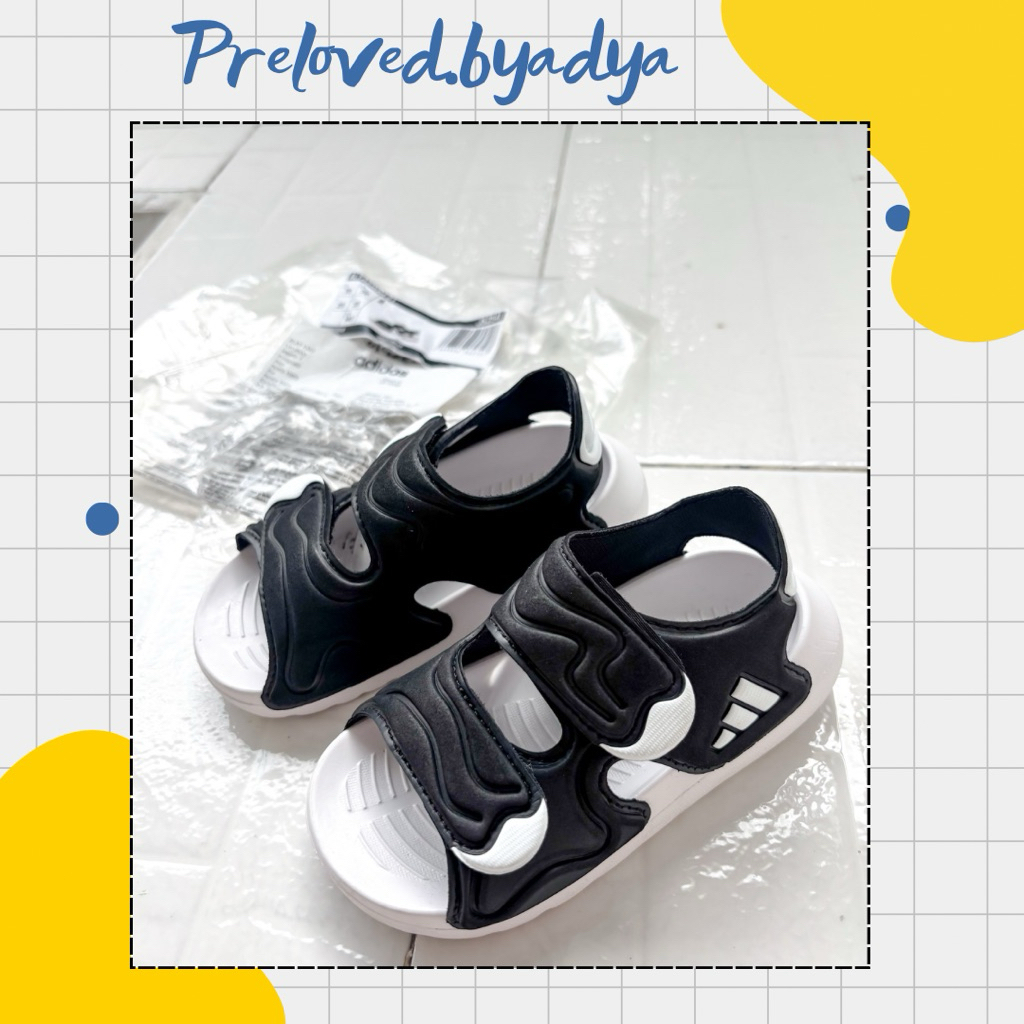 Preloved. Sendal anak (Toddler) Adidas Altaswim black V3 - Insole 14cm