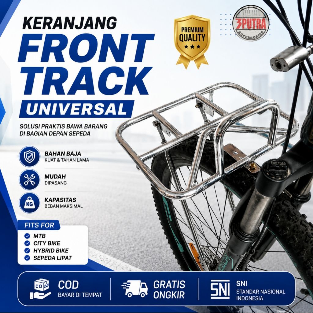 Keranjang Sepeda Depan Front Track Universal MTB Federal Lipat Fixie Alas Kayu Premium Tahan Beban 1
