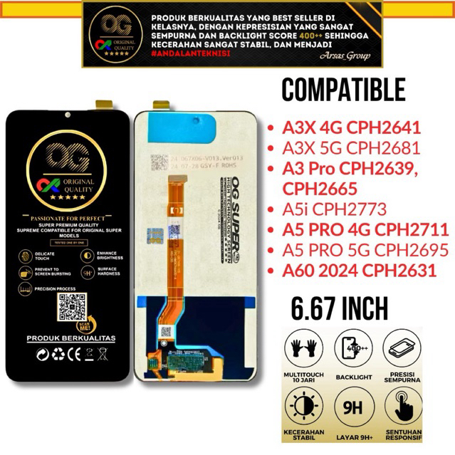LCD TOUCHSCREEN OPPO A3X / A5i / A50 PRO / A60 Fulset