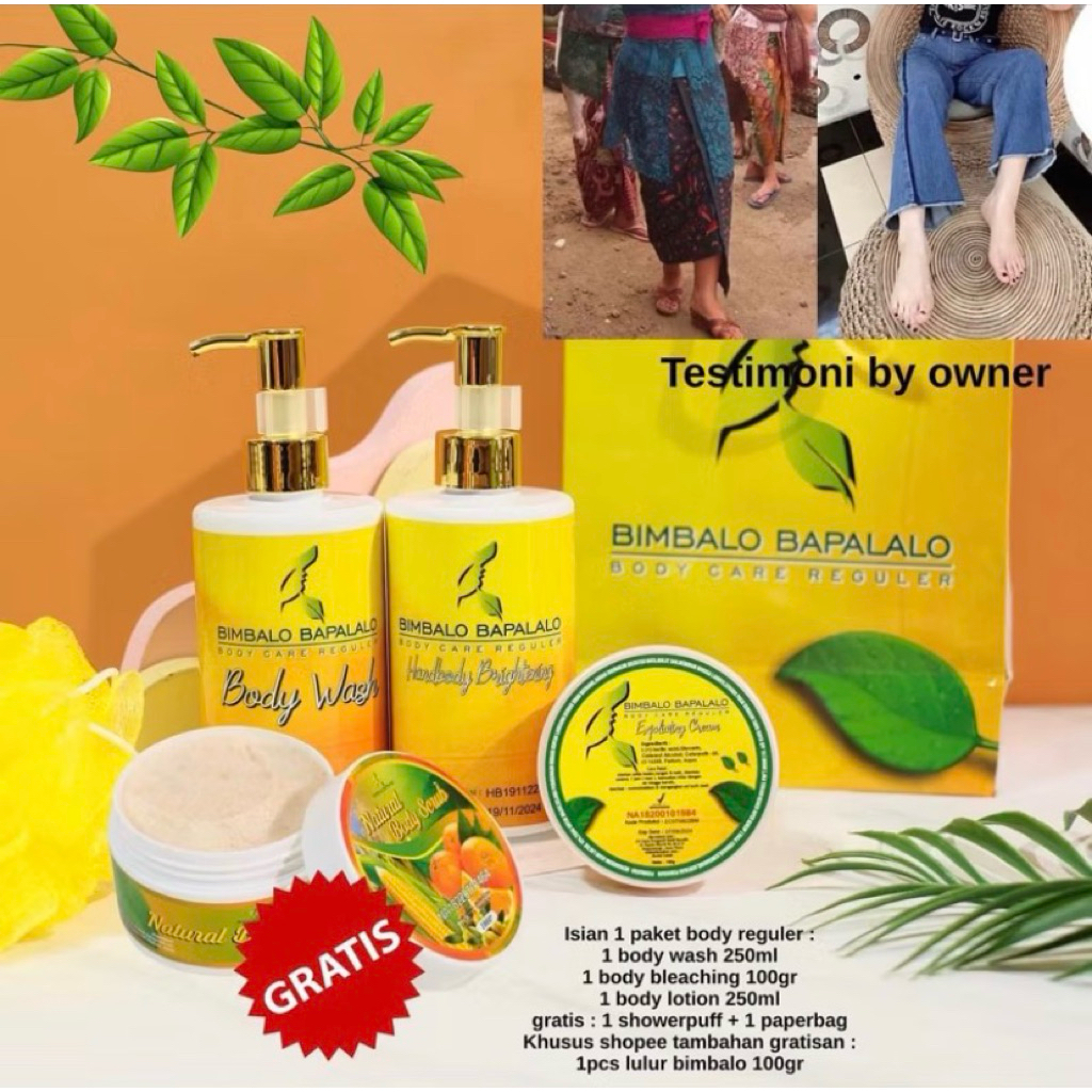 BIMBALO BAPALALO PAKET PEMUTIH BADAN GRATIS LULUR