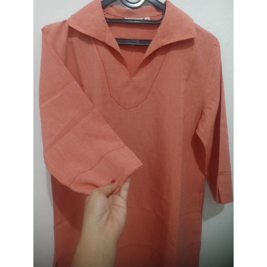 PL tunik linen sailor coral