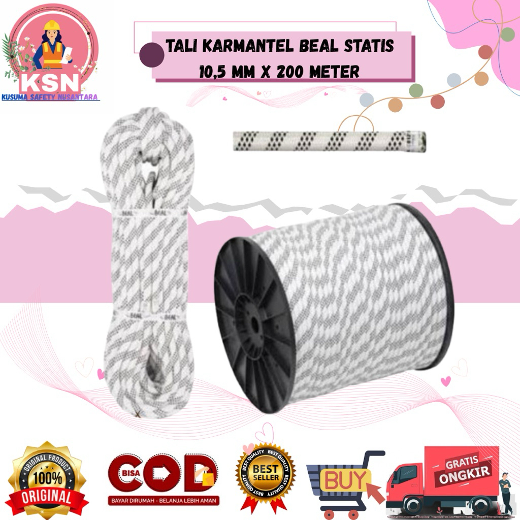 TALI KARMANTEL BEAL STATIS 10,5 MM X 200 METER / TALI KARMANTEL BEAL STATIS / TALI KARMANTEL SAFETY 