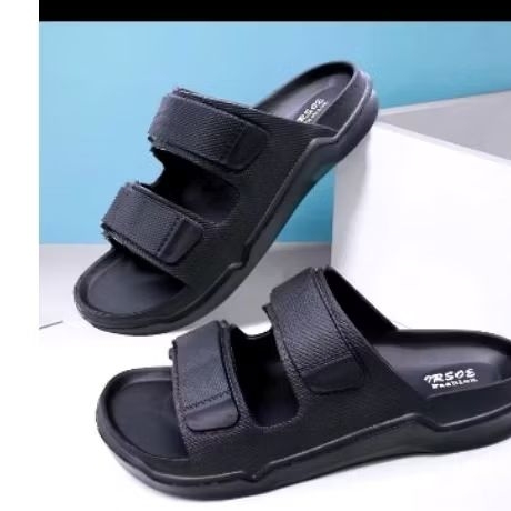 Sendal  Slop Irsoe karet hitam pria anti selip
