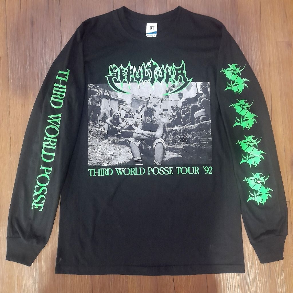 Long Sleeve SEPULTURA - Third World Posse Tour 92 /kaos band/kaos musik/bootleg