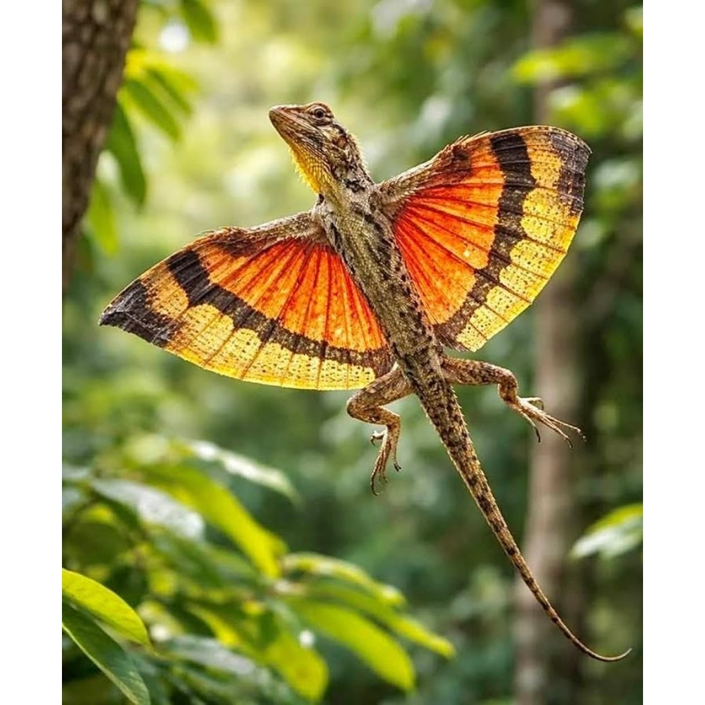 KADAL TERBANG / REPTIL DRACO VOLANS - Naga Mini Eksotis Unik Cekibar Klarap Hap-Hap - Peliharaan Ter