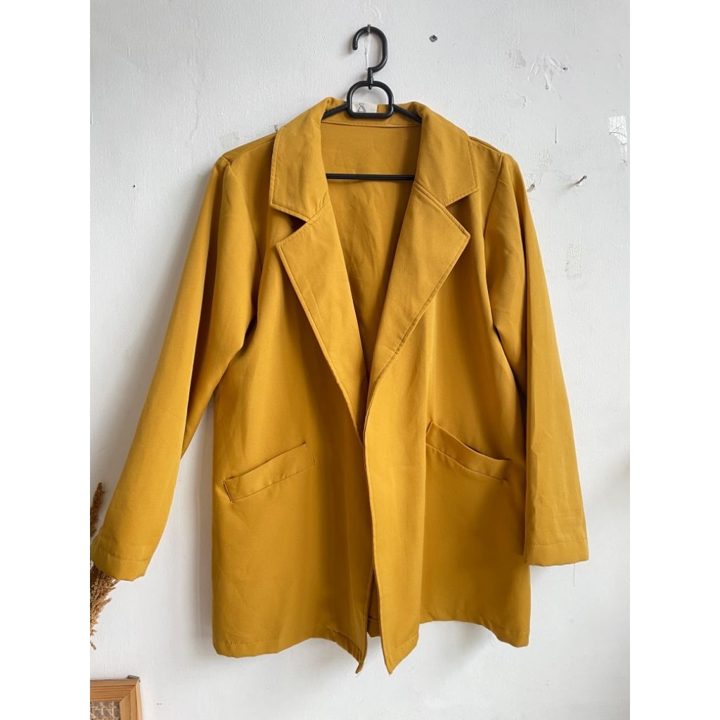 Blazer Jacket Outer Wanita Kuning Kunyit Preloves