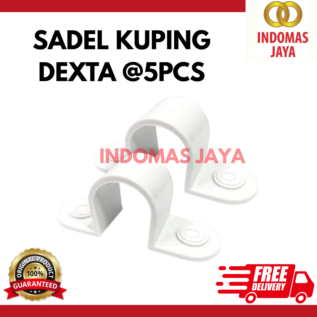 Klem Pipa Conduit PVC 20 mm Klem Penjepit Dexta Putih @5PCS