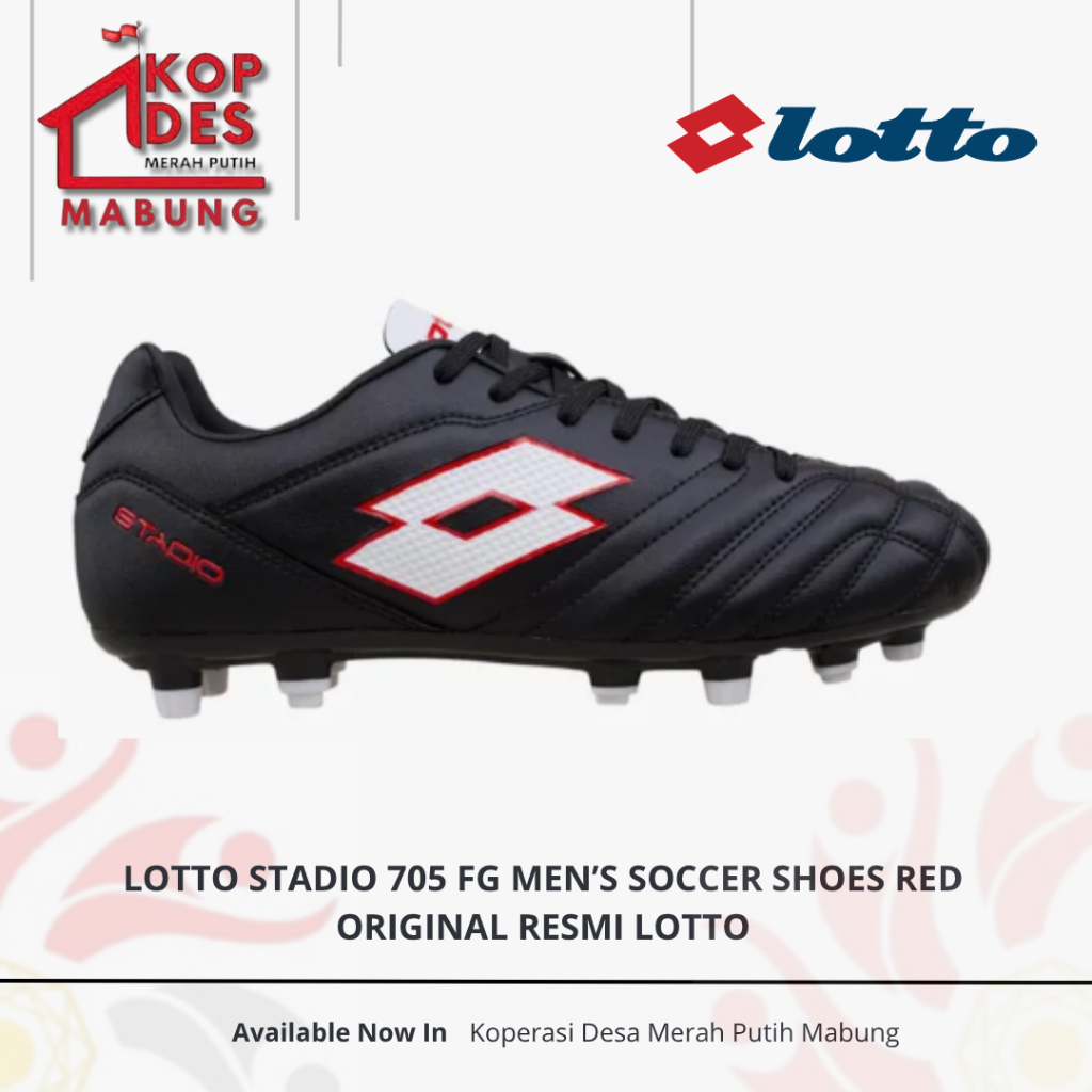 Sepatu Sepakbola Pria Lotto Stadio 705 FG Men's Soccer Shoes Red - Original