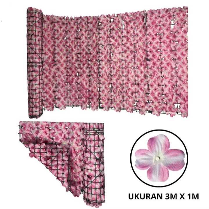Bunga Rambat Sintesis Roll 3m x 1m Rumput Daun Hiasan Dinding Tanaman Hias Pagar Sintesis Premium