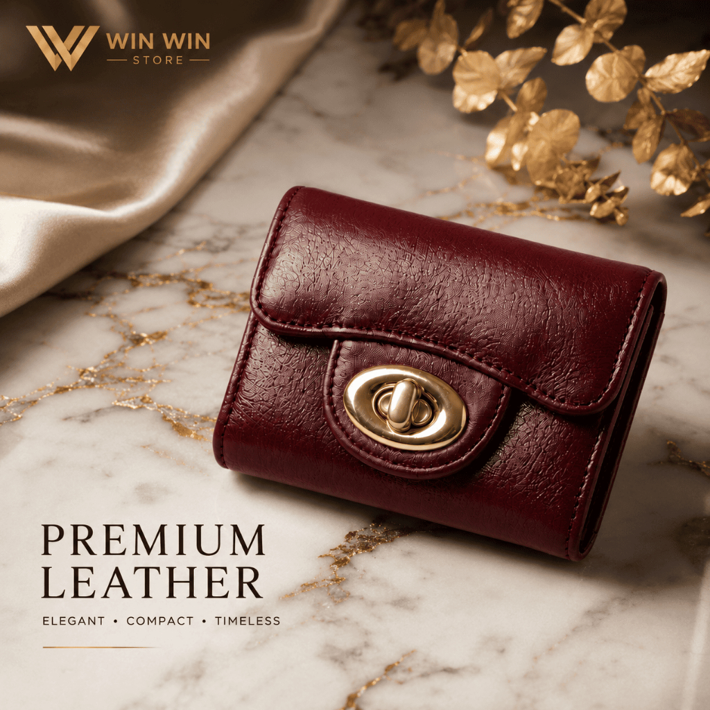 Dompet Wanita Kulit Sapi Asli Dompet Kartu Lipat Kecil Simpel Elegan