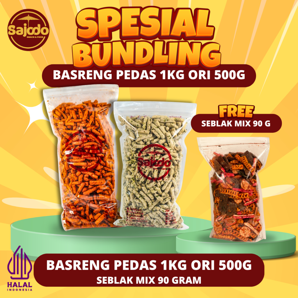 [HEMAT 1,5KG] - Basreng 1,5kg + Seblak Mix 90 G - Sajodo Snack & Food Pedas Makanan