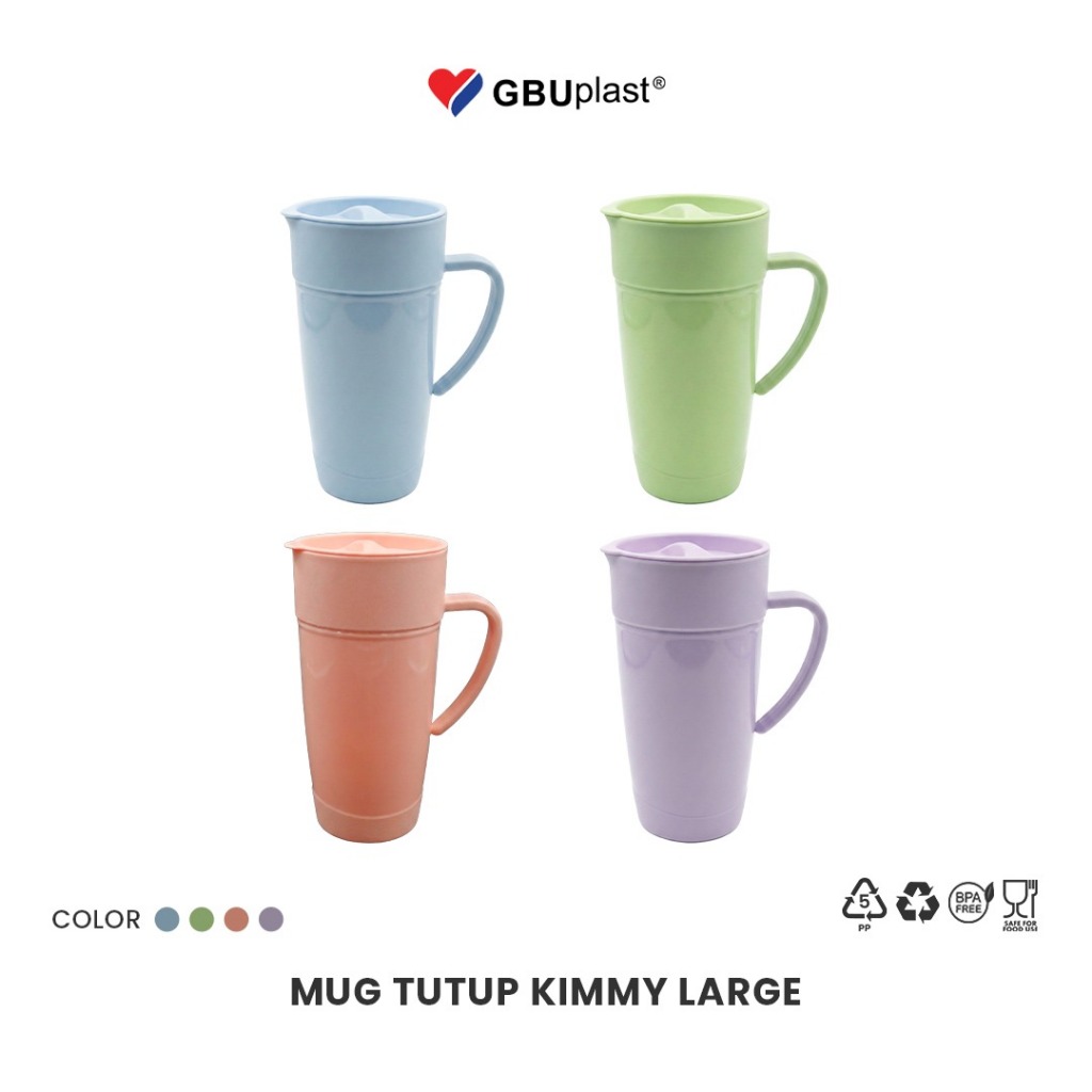 GBUplast Mug Tutup Kimmy Large Gelas Cangkir Minum Plastik BPA Free 550ml Safe Tahan Panas MC-204