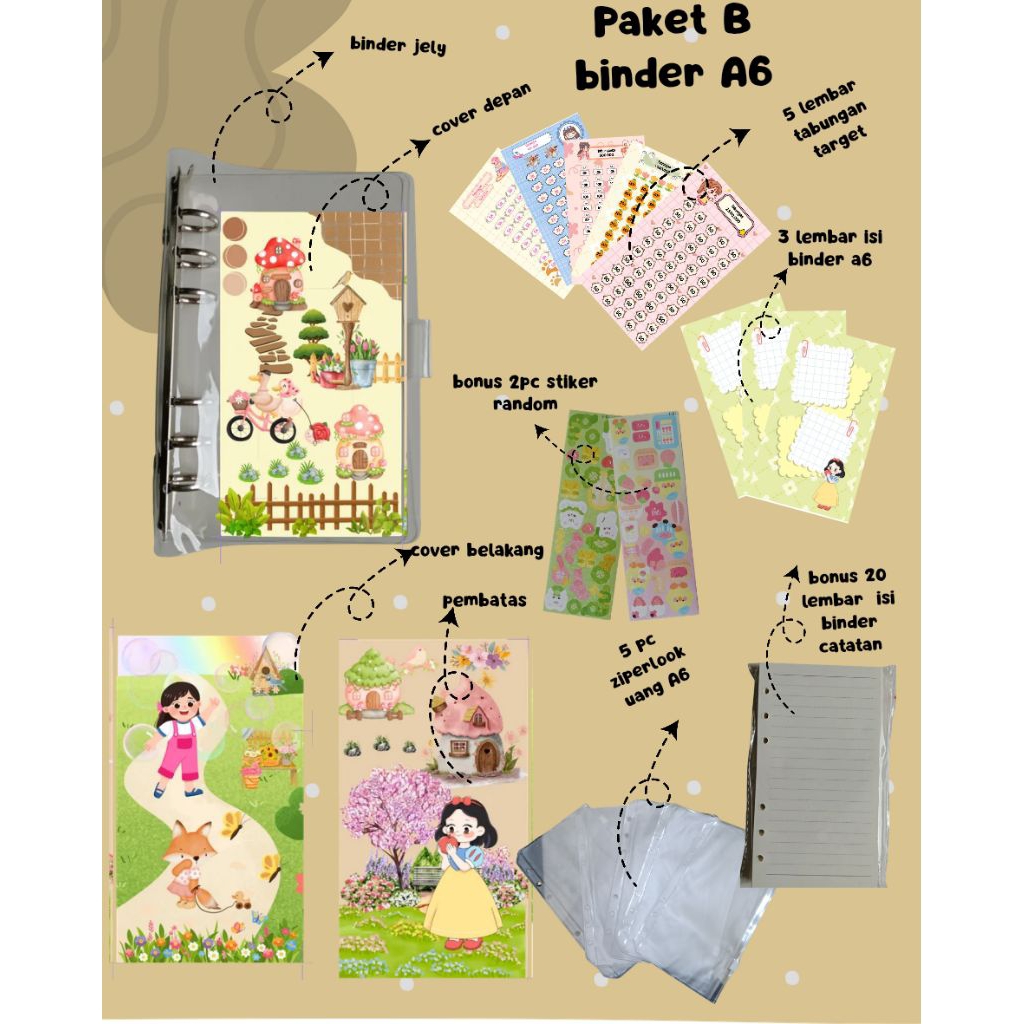 binder A6 untuk belajar menabung anak/ saving challenge /tabungan target