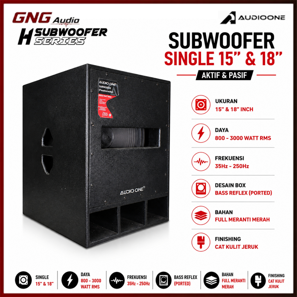 Subwoofer Aktif Pasif 15 /18 Inch Speaker AUDIO ONE H 115 & 118 Super Bass Sound System Lapangan IGG
