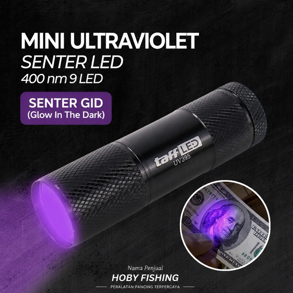 senter uv menggunakan baterai AAA