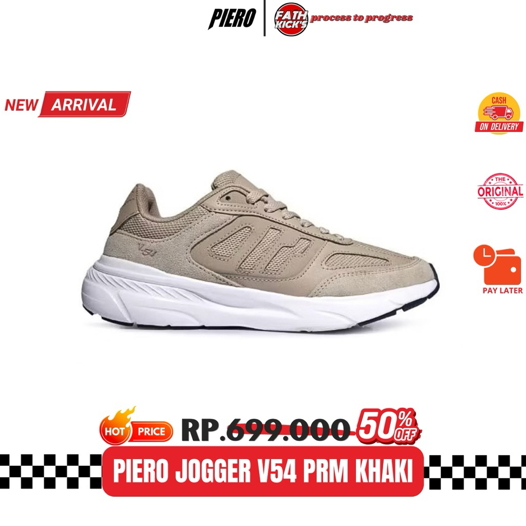 Sepatu Piero Original - PIERO JOGGER V54 PRM-KHAKI/WHITE/INDIGO