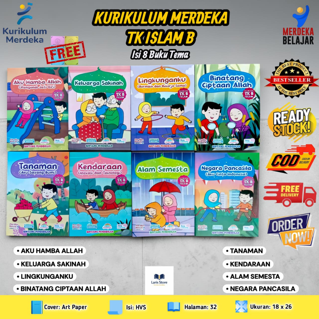 buku paket tematik merdeka nasional PAUD TK A TK B isi 8 buku free buku tabungan bintang pendidikan