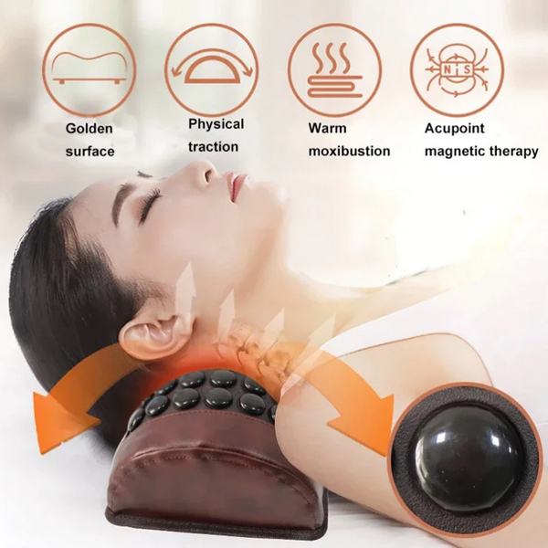 Bantal Terapi Leher Magnetic Pemanas Infrared Batu Giok untuk Nyeri Leher dan Bahu Relaksasi Otot
