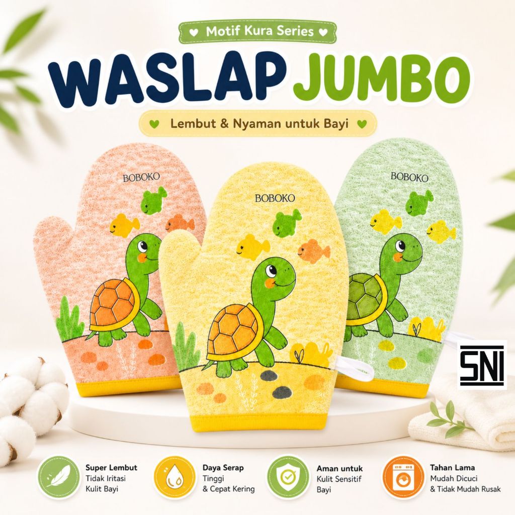 [1PCS] Waslap Jumbo Bayi Motif Kura Handuk Bayi Super Lembut Waslap Bayi Tebal Cepat Menyerap