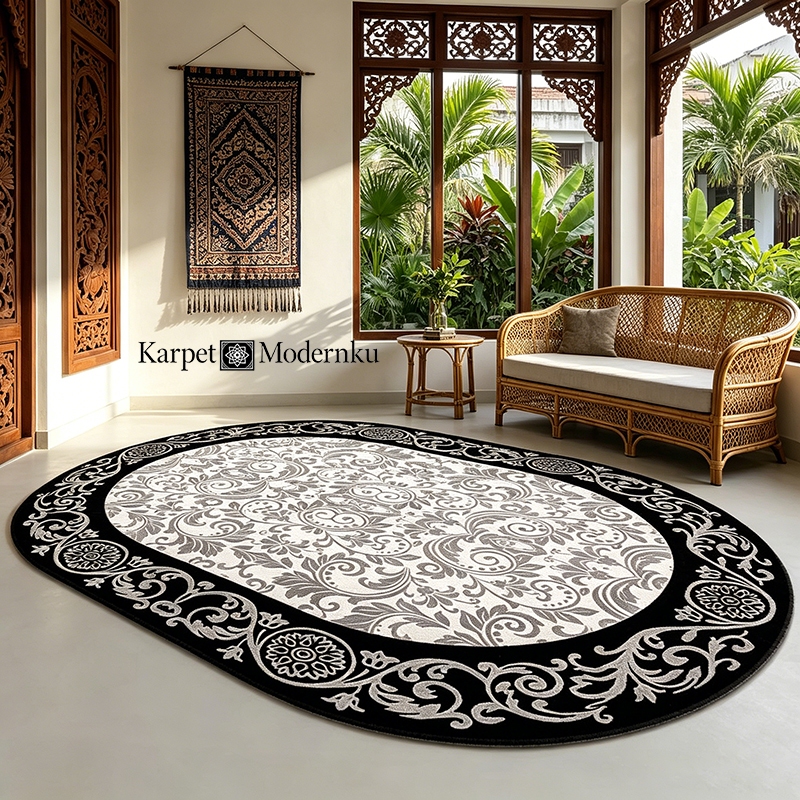 Karpet Lantai Karpet Lantai Aesthetic Karpet Lantai Tebal dan Empuk Oval Premium Anti Slip Lembut Mo