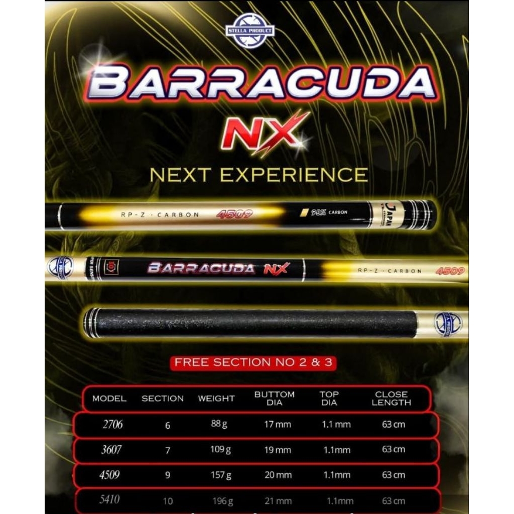 Tegek Stella Barracuda NX Terbaru  270/360/450/540
