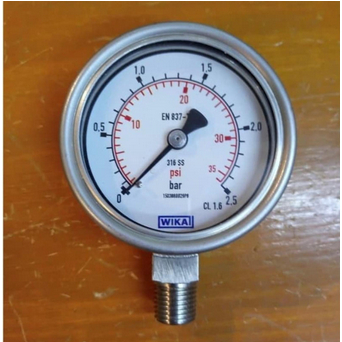 Pressure Gauge WIKA FULL SS (stainless steel) 4 Inch Raket | 1 Bar • 2.5 Bar • 4 Bar • 6 Bar • 10 Ba