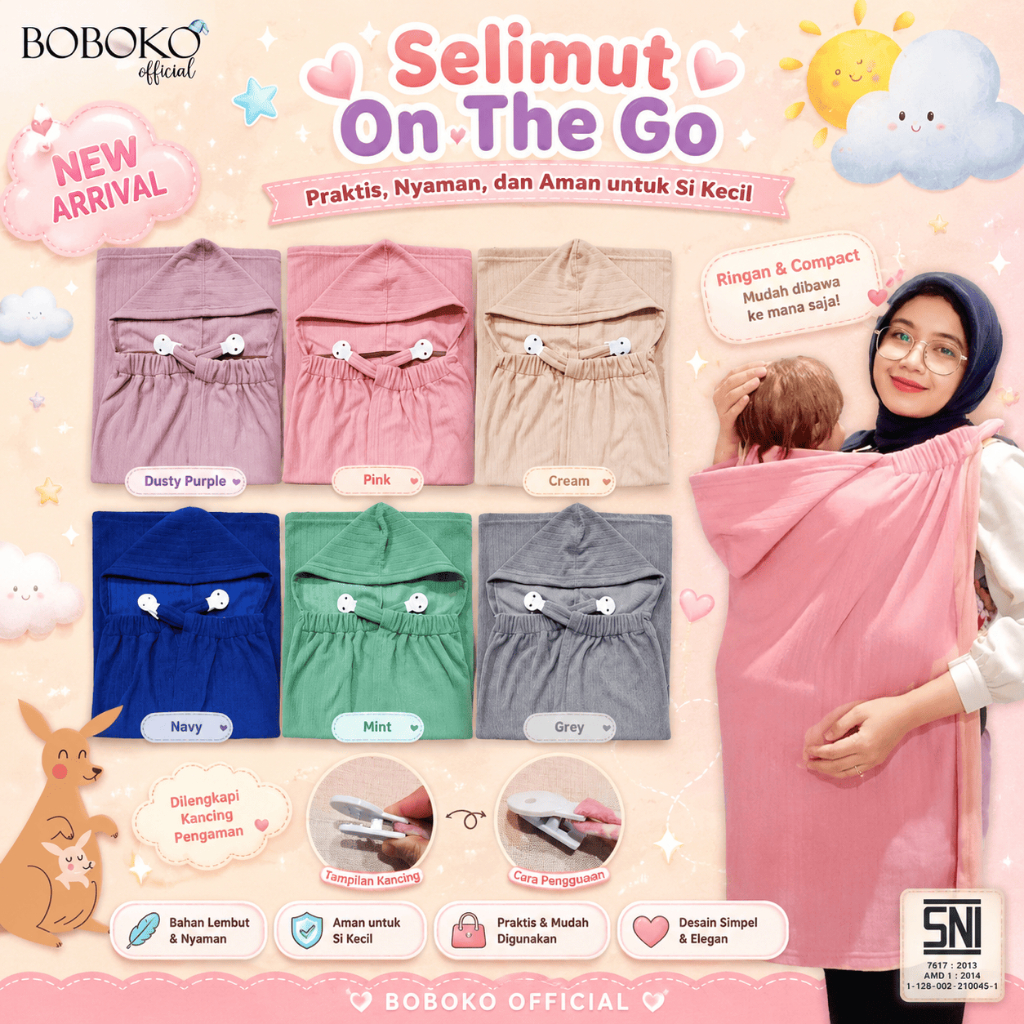 Boboko Selimut Gendong Bayi / On The Go Blanket / Apron Menyusui / Cover Stroller Salur Series