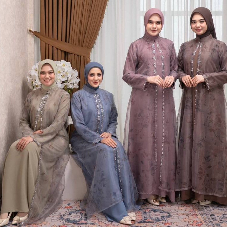 AINAYA GAMIS 2IN1 COUPLE IBU DAN ANAK - GAMIS BAHAN MARBELLA MIX ORGANZA - SET COUPLE IBU DAN ANAK