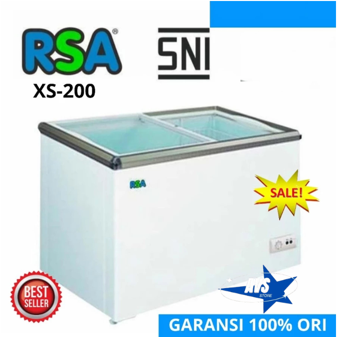 RSA SLIDING CHEST FREZER BOX PINTU GESER KACA 171L XS 200