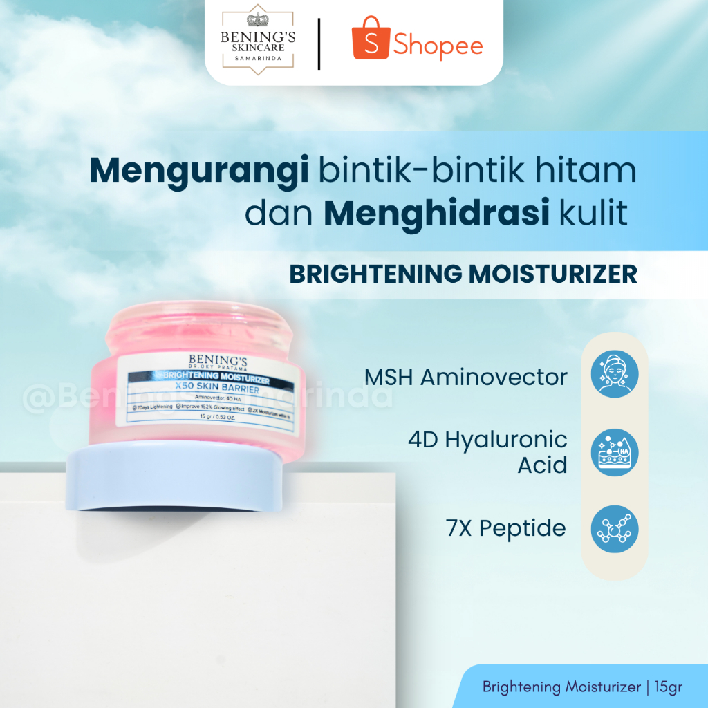Bening's Brightening Moisturizer Gel Pelembab Wajah Peptide Hyaluronic Acid Mencerahkan Wajah Moist 