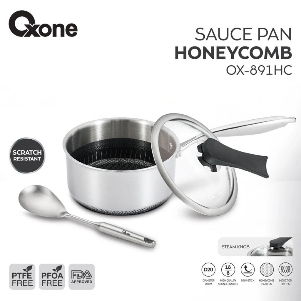 Oxone OX 891HC Honeycomb Saucepan Panci Susu Stainless Steel Anti Lengket ORI