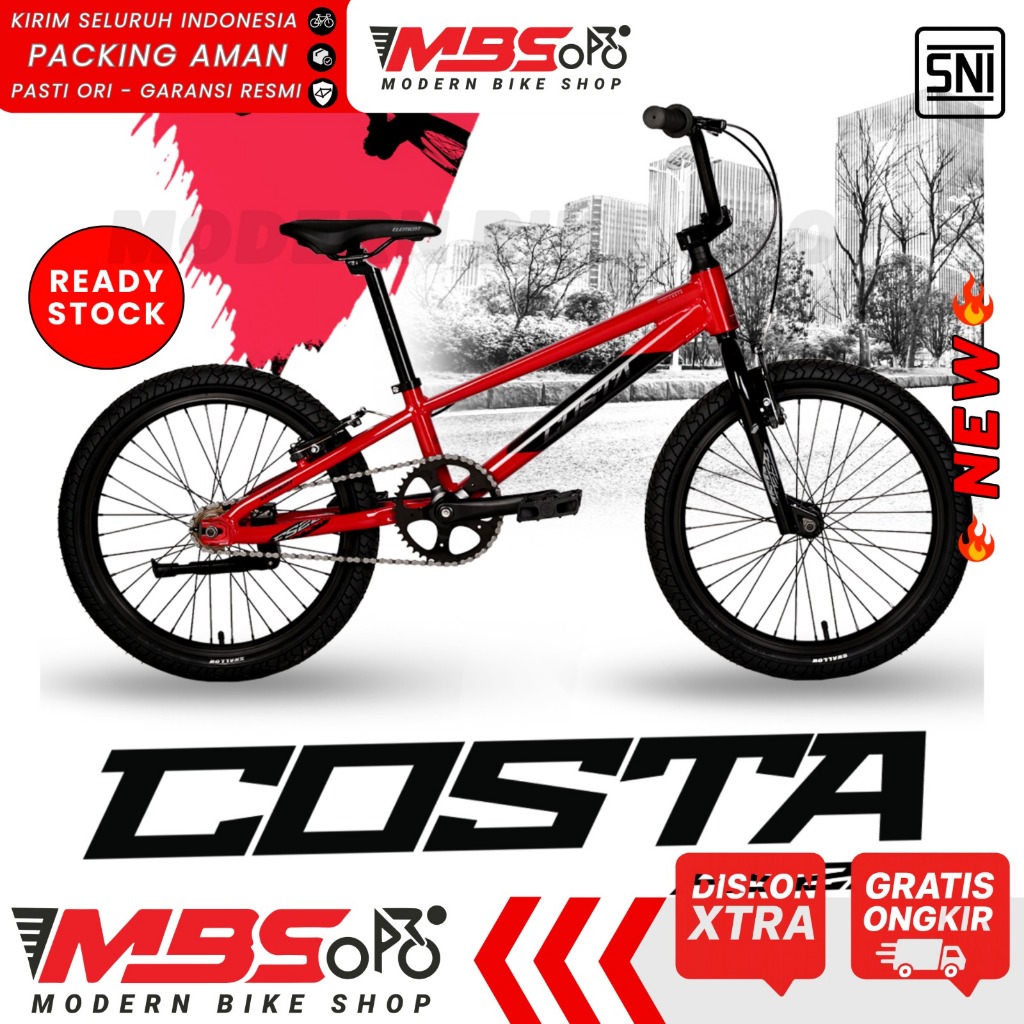 Sepeda BMX Element Costa FS20 Black 20 Inch Freestyle Sepeda Anak Remaja Dewasa Frame ALLOY RINGAN K