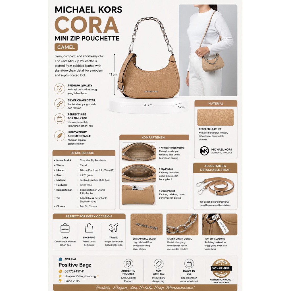 MK CoRa Camel Mini Zip Puchete