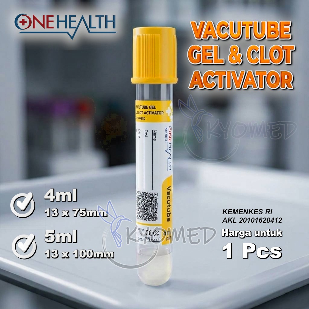 ONEHEALTH Vacutube Gel & Clot Activator 4 ml • 5 ml - Tabung PRP - PET TUBE Serum untuk Plasma