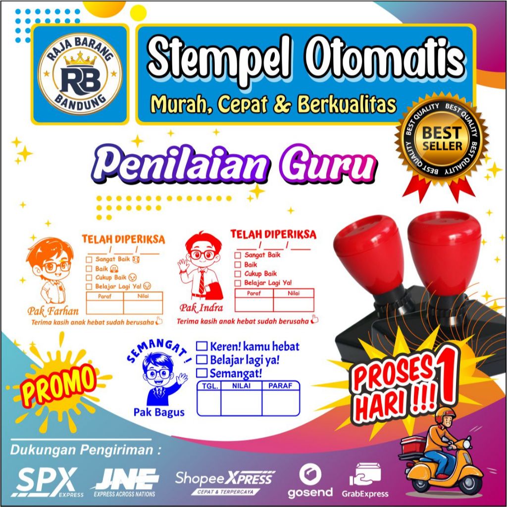 STEMPEL PENILAIAN GURU LAKI - LAKI PERSEGI LENGKAP  STAMPEL NILAI GURU PAUD, TK SD SMP SMA | STAMPLE