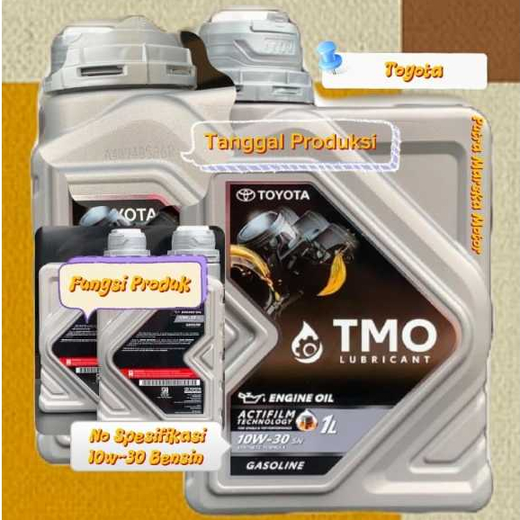 Oli Mesin TMO SAE 10W-30 API SN Synthetic Kode Part O8880-85986 ada Scan Kode Produk Asli Toyota