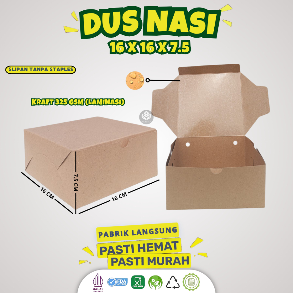 Box Snack 16x16 / Kotak Kue / Dus Roti / Dus Kue 16x16 cm / Kotak Kue Polos / B3K3